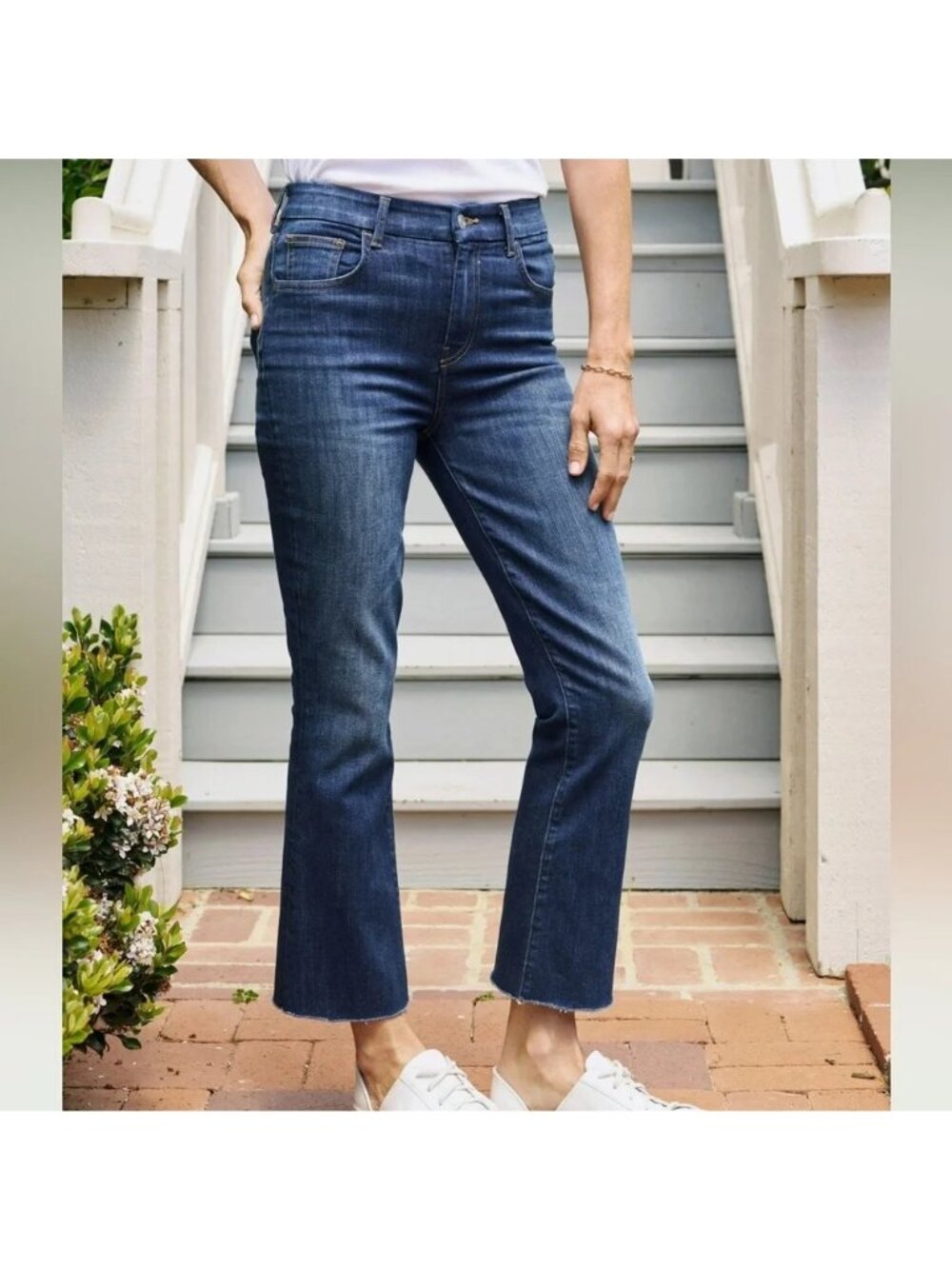 Frank & Eileen Kilian Crop Flare Raw Hem Jeans Womens Size 31